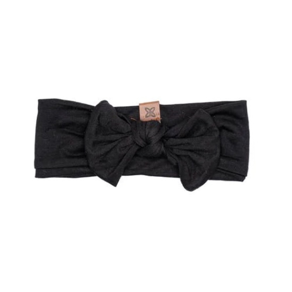 NWT Papillon Bebe Knotted Bow Headband Black 0-3M